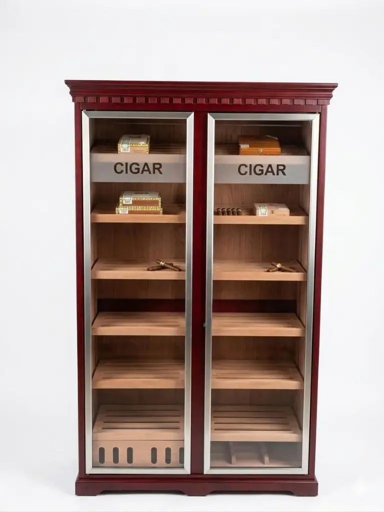 Cigar Wooden Cabinet with Humidifier RED 