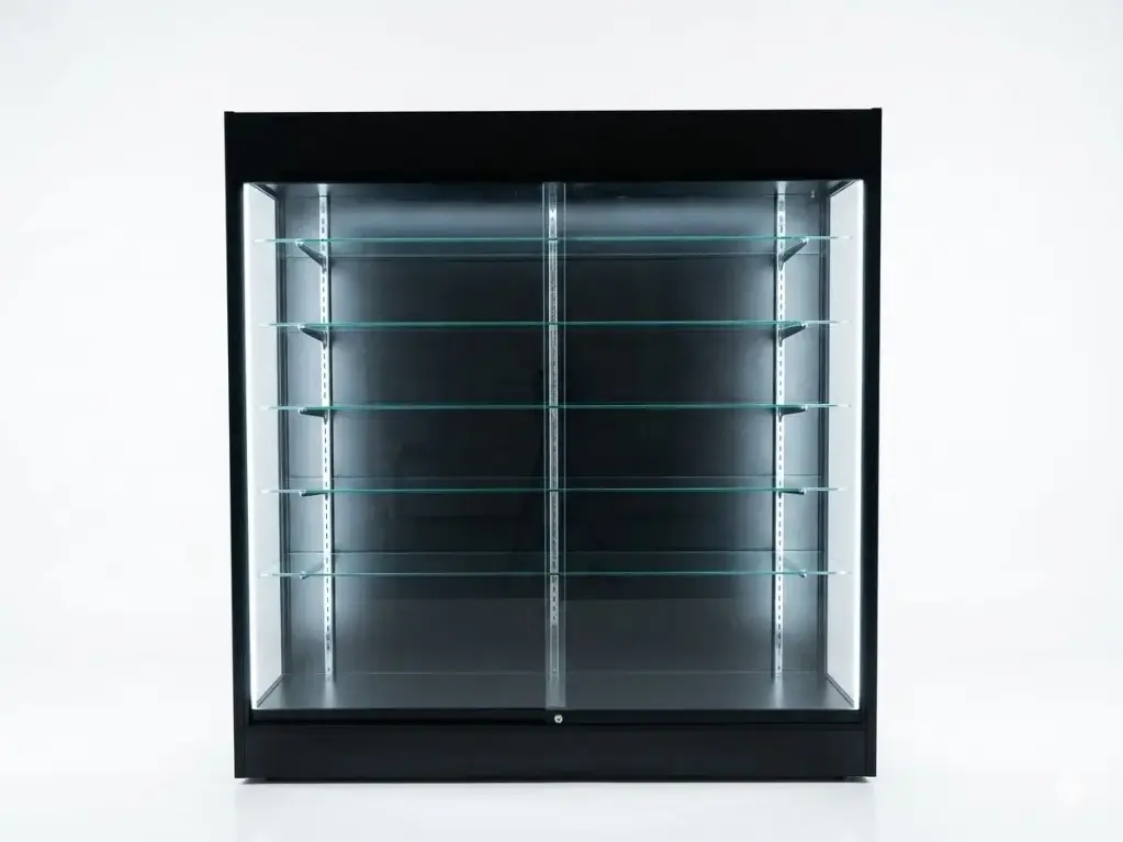 6 Feet Wall Showcase WOOD Glossy (Led light) Black