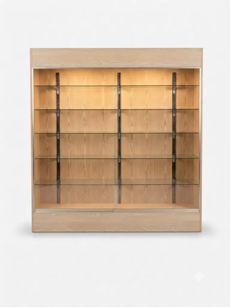 6 Feet Wall Showcase WOOD Glossy (Led light) Wood