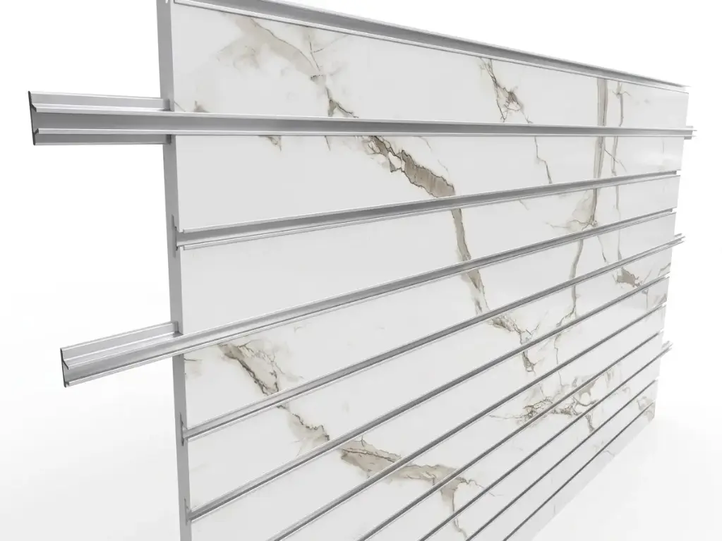 Slatwall Aluminum Inserts White 8’ x 4’