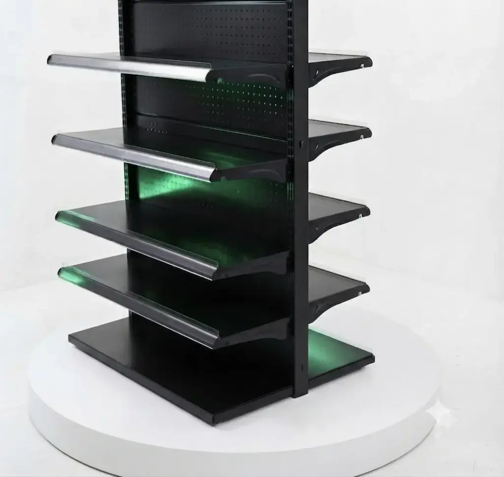 Metal Wall Shelf Double Side 5 Layers (H63")x(W36")x(D16") Black