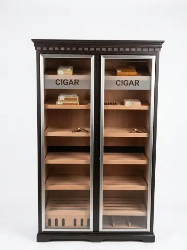 [CIGAR-00066] Cigar Wooden Cabinet with Humidifier BLACK 