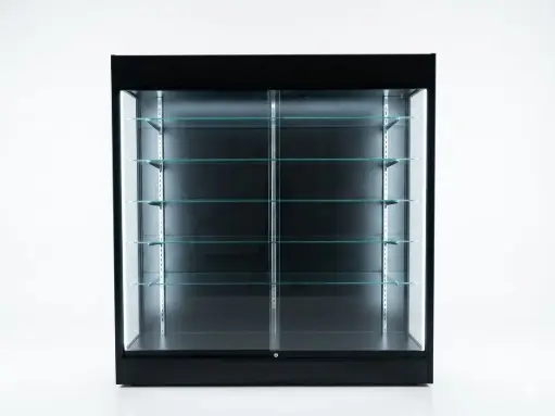 [Wall D-00792] 6 Feet Wall Showcase WOOD Glossy (Led light) Black