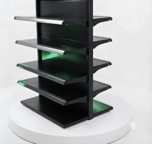 Metal Wall Shelf Double Side 5 Layers (H63")x(W36")x(D16") Black